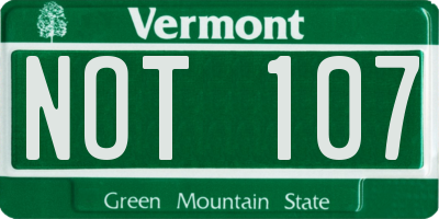 VT license plate NOT107