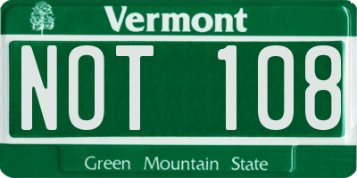 VT license plate NOT108