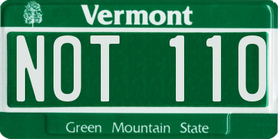 VT license plate NOT110