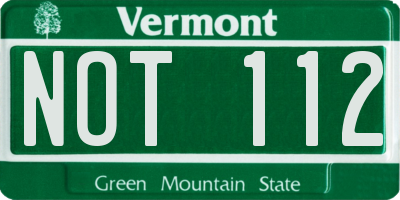 VT license plate NOT112
