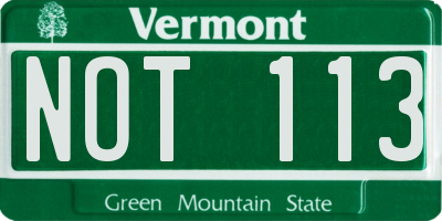 VT license plate NOT113
