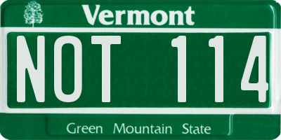 VT license plate NOT114