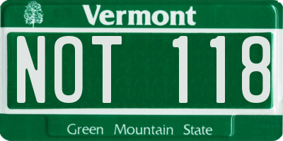 VT license plate NOT118