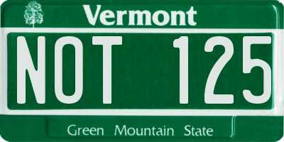 VT license plate NOT125