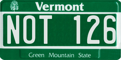 VT license plate NOT126