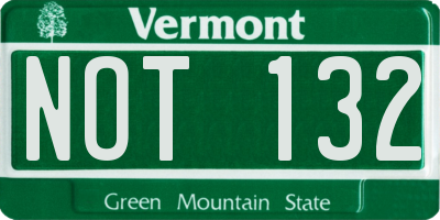 VT license plate NOT132