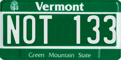 VT license plate NOT133