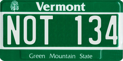 VT license plate NOT134
