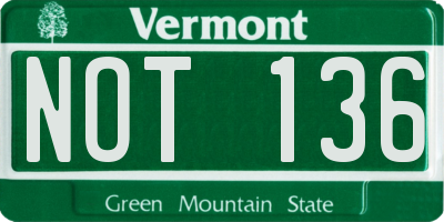 VT license plate NOT136