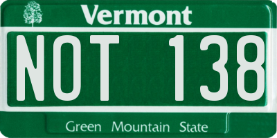 VT license plate NOT138