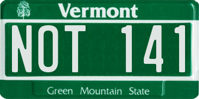 VT license plate NOT141