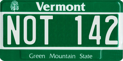 VT license plate NOT142