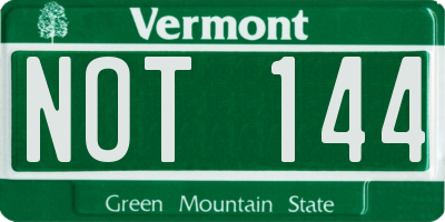 VT license plate NOT144