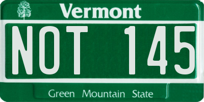VT license plate NOT145