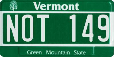 VT license plate NOT149