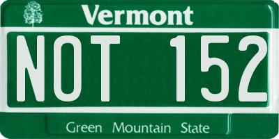 VT license plate NOT152