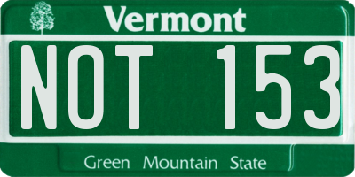 VT license plate NOT153
