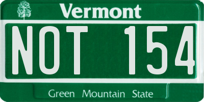 VT license plate NOT154
