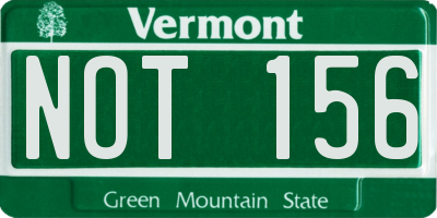 VT license plate NOT156