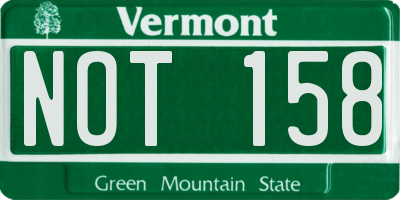 VT license plate NOT158