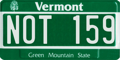 VT license plate NOT159