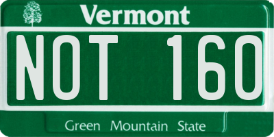 VT license plate NOT160