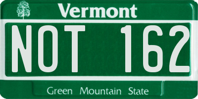 VT license plate NOT162