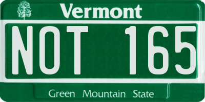 VT license plate NOT165