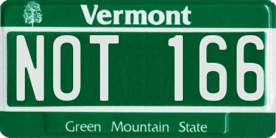 VT license plate NOT166