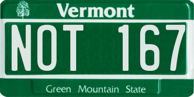 VT license plate NOT167