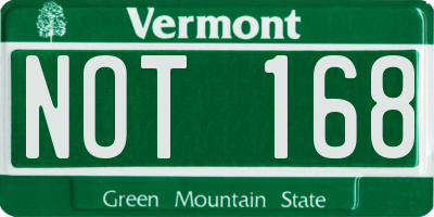 VT license plate NOT168