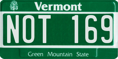 VT license plate NOT169