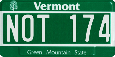 VT license plate NOT174