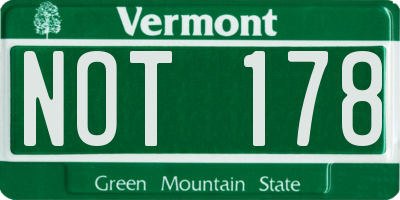 VT license plate NOT178