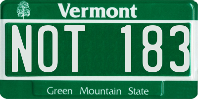 VT license plate NOT183