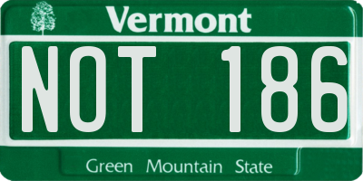 VT license plate NOT186