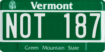 VT license plate NOT187