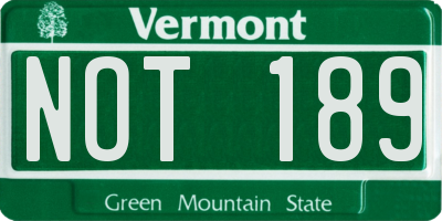 VT license plate NOT189