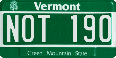 VT license plate NOT190