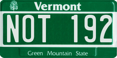 VT license plate NOT192