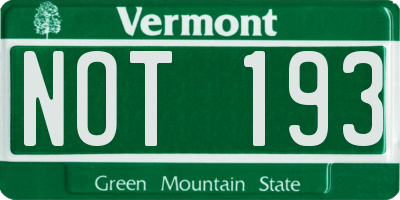 VT license plate NOT193