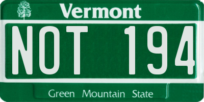 VT license plate NOT194