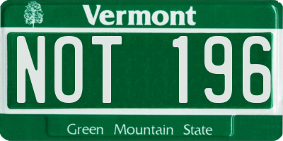 VT license plate NOT196