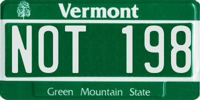 VT license plate NOT198