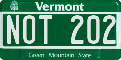 VT license plate NOT202