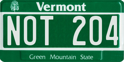 VT license plate NOT204