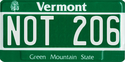 VT license plate NOT206