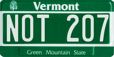 VT license plate NOT207