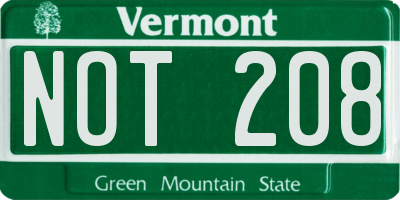 VT license plate NOT208
