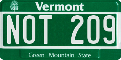 VT license plate NOT209